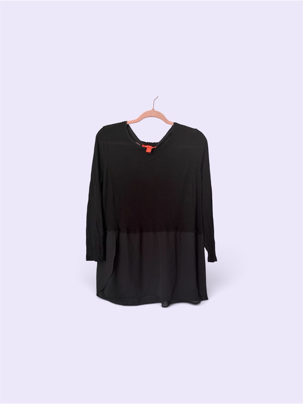 Joe Fresh Black Long-Sleeve Layered Tunic Blouse